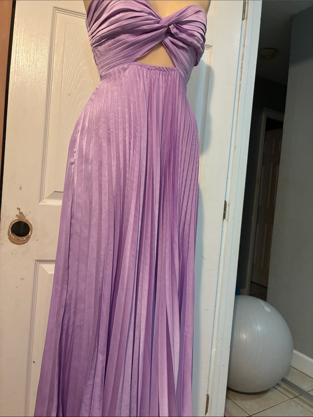 Hello Molly Lilac Twist Bodice Pleated Maxi Dress